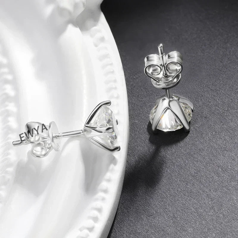 Moissanite Screw Back Stud Earrings