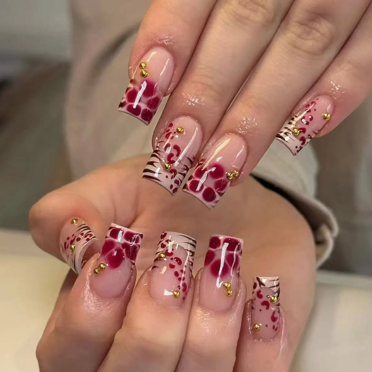 Gothic False Nails Dark Red