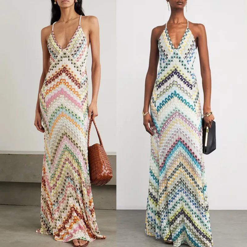 Boho Floral V-Neck Maxi Dress