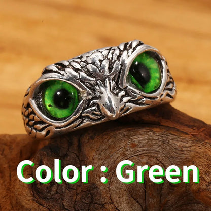Gothic Owl Charm Ring