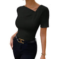 Asymmetrical Neck Ruched Top