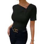 Asymmetrical Neck Ruched Top