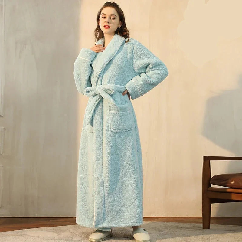 2025 Autumn & Winter Thick Flannel Bathrobe