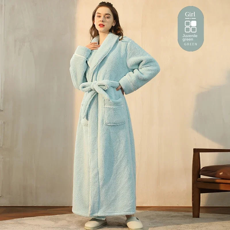 Autumn Winter Thick Cotton Flannel Bathrobe
