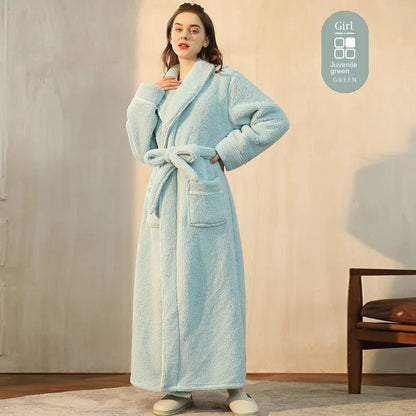 Autumn Winter Thick Cotton Flannel Bathrobe
