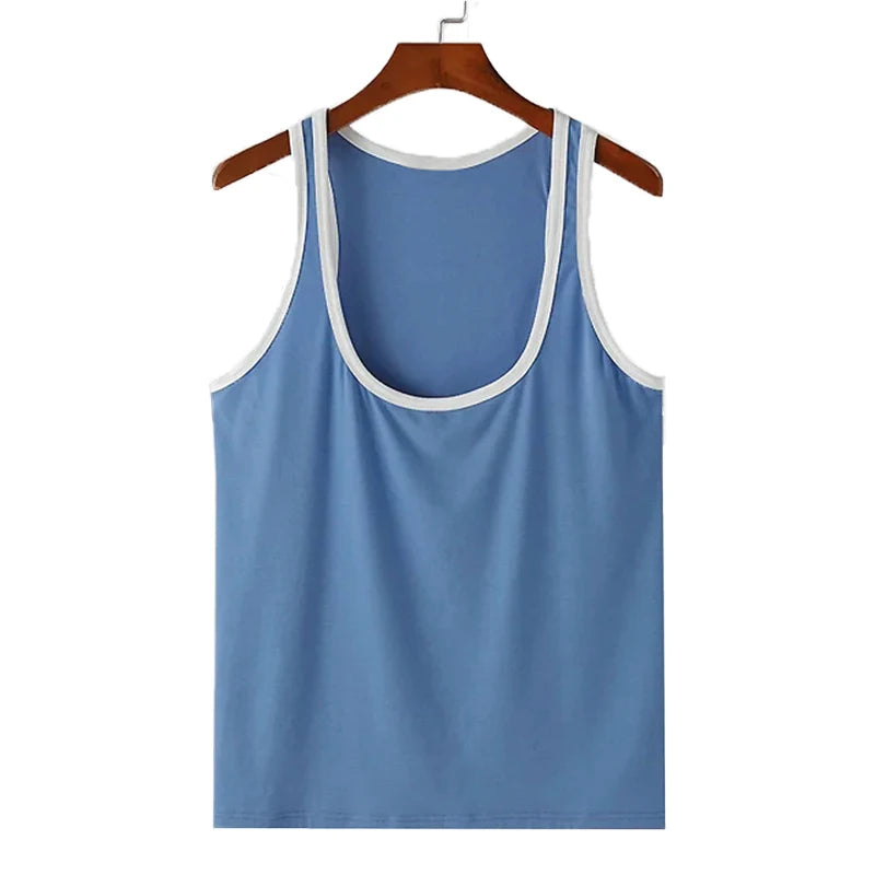 Skinny Patchwork Gym Tank Top