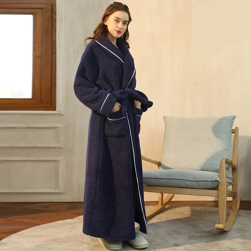 2025 Autumn & Winter Thick Flannel Bathrobe