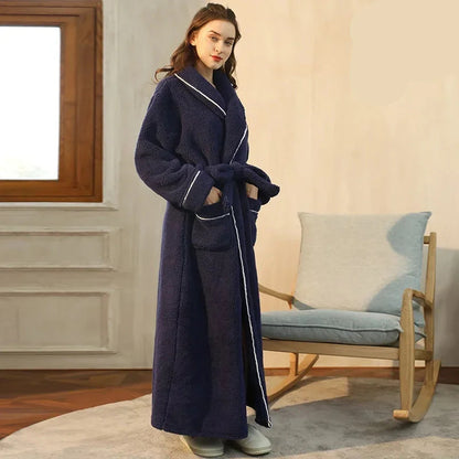 2025 Autumn & Winter Thick Flannel Bathrobe