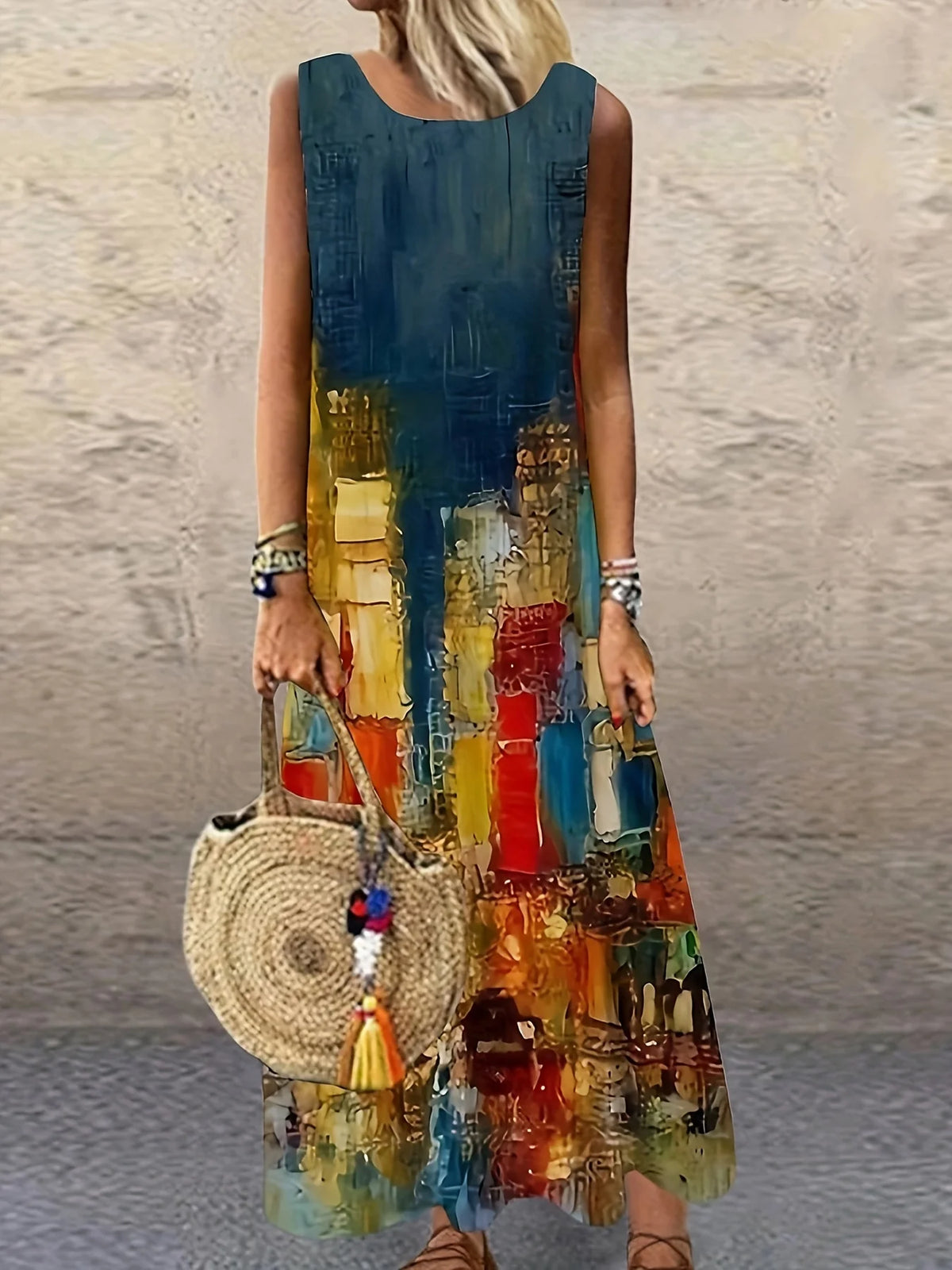 Bohemian Sunflower Print Dress