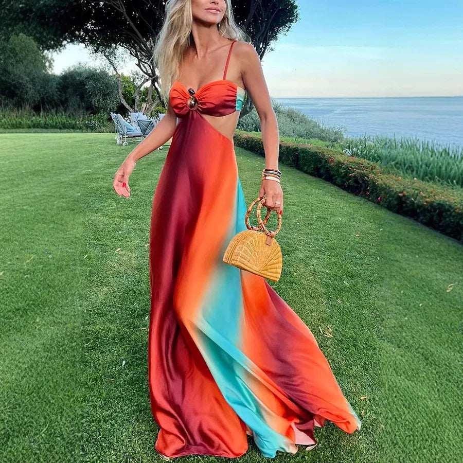 Gradient Tie-Dye Beach Dress
