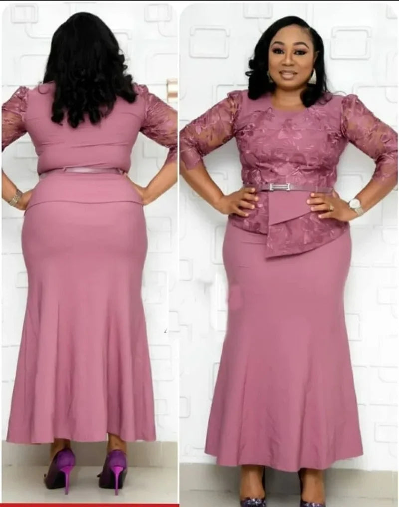 Plus Size Lace Patchwork Maxi Dress