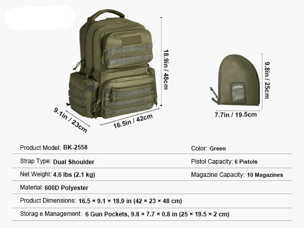 Tactical Pistol Range Backpack