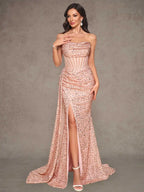 Rose Gold Sequin Mermaid Gown