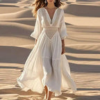 Women’s White Boho Beach Dress