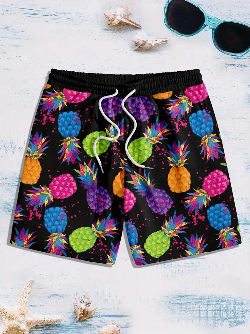 Pineapple 3D Print Swim Trunks