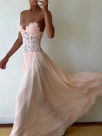 Hollow-Out Lace Patchwork Maxi Dress
