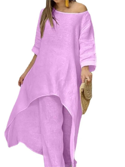 Women's Solid Casual Two Piece