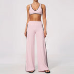 Nylon Striped Sleeveless True-To-Size Fit Two-Piece Yoga Set