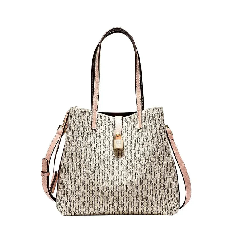 Letter Print Leather Crossbody Bag