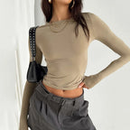 Everyday Solid Crew Neck True-To-Size Fit Crop Top