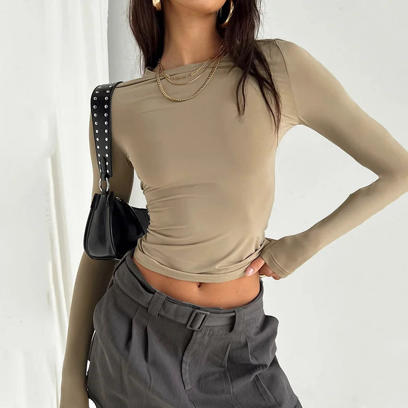Everyday Solid Crew Neck True-To-Size Fit Crop Top
