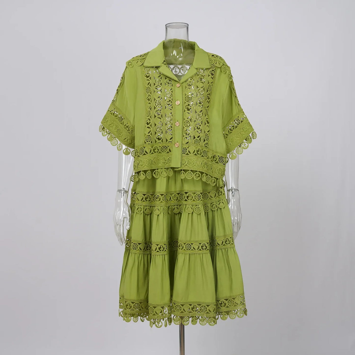 Embroidered Summer Skirt Suit