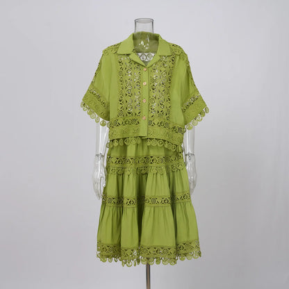 Embroidered Summer Skirt Suit