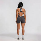 High-Stretch Knit Zip-Front Playsuit