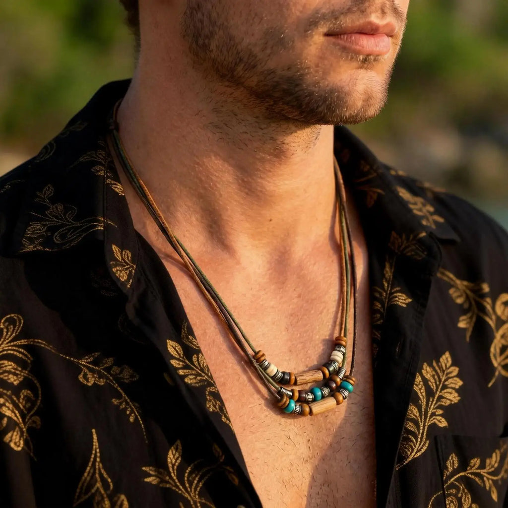 Mprainbow Leather Bead Necklace Set