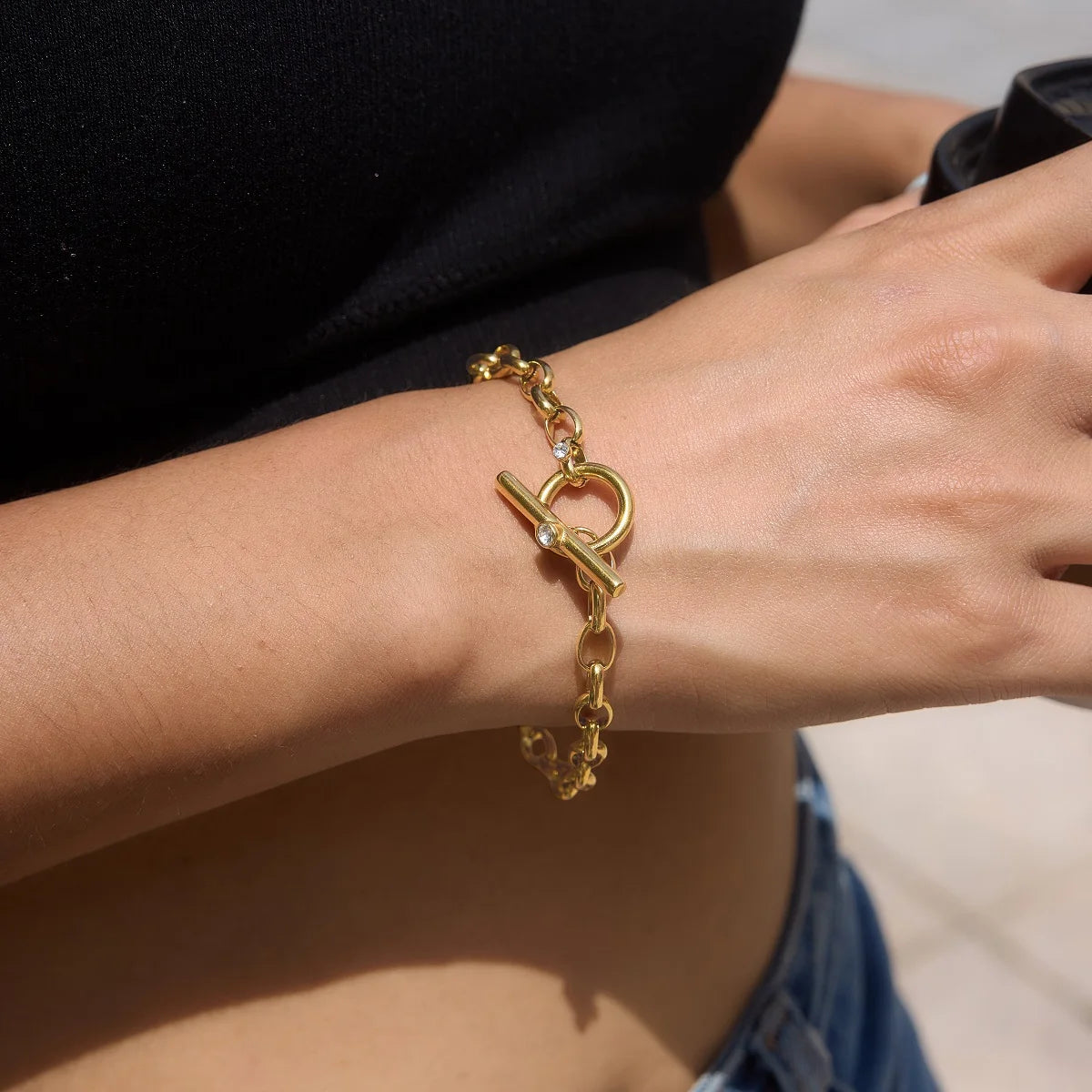 Glass Link Chain Bracelet