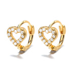Hollow zircon heart earrings
