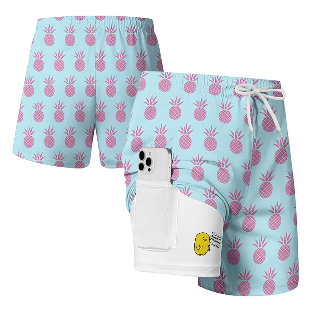 Duck Print Quick-Dry Swim Trunks