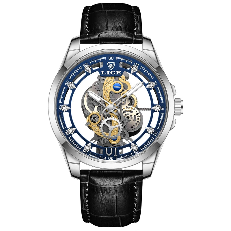 LIGE Gold Skeleton Vintage Watch