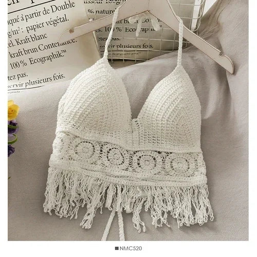 Tassel Spaghetti Strap Crop Top