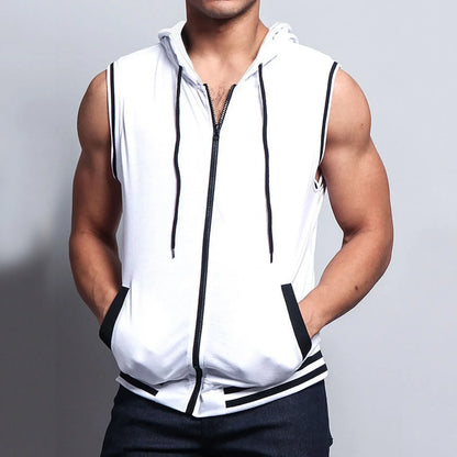 Men Zipper Hoodie Tank Top