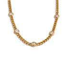 Gold Zircon Chain Necklace