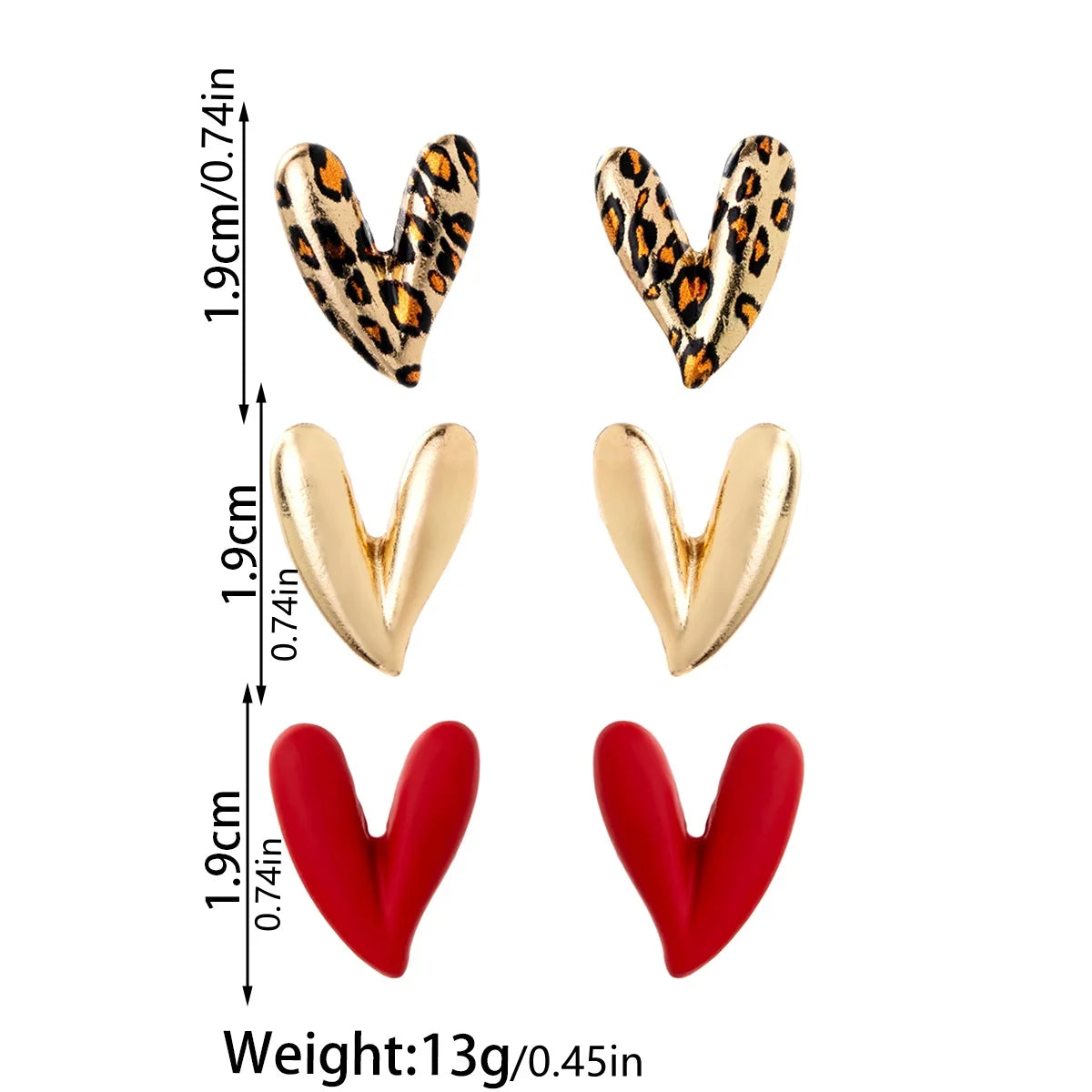 Leopard Heart Earrings Set