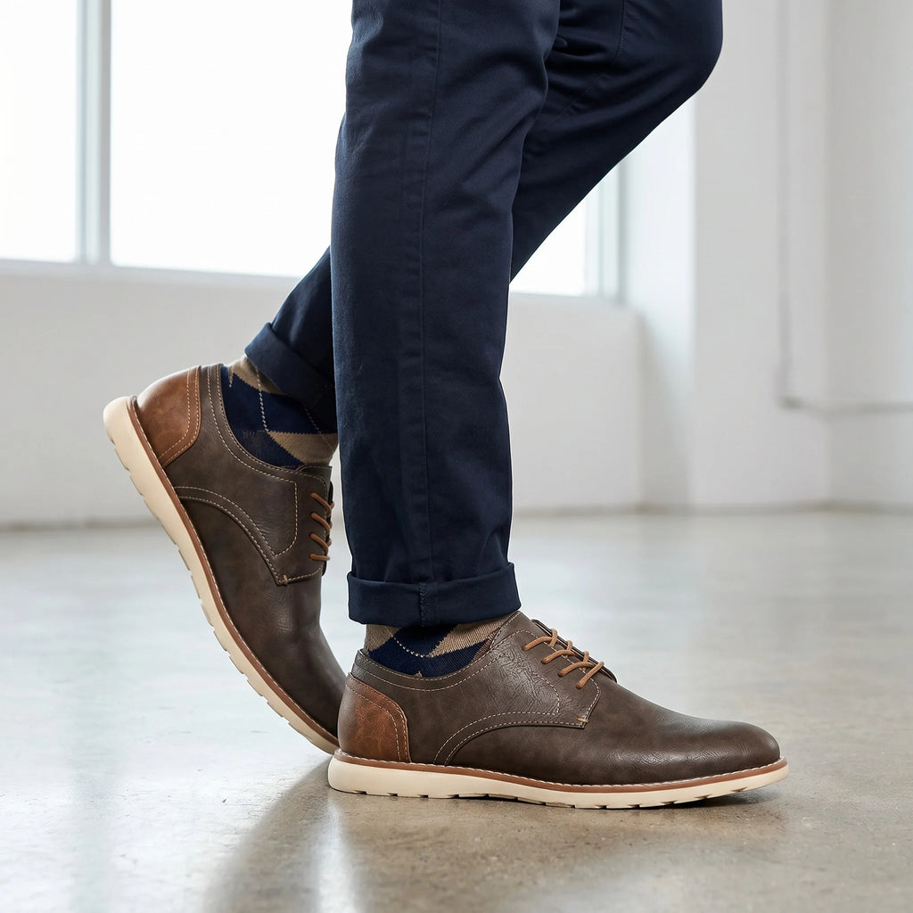 Artificial Leather Lace-Up Loafers