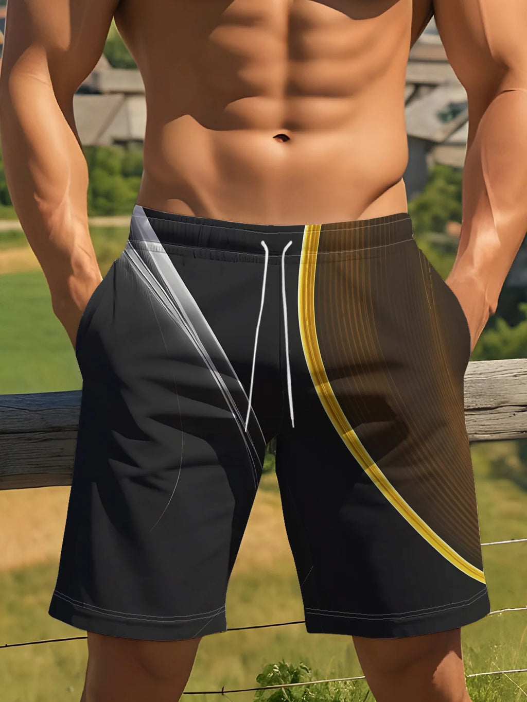 Splatter Print Beach Swim Trunks