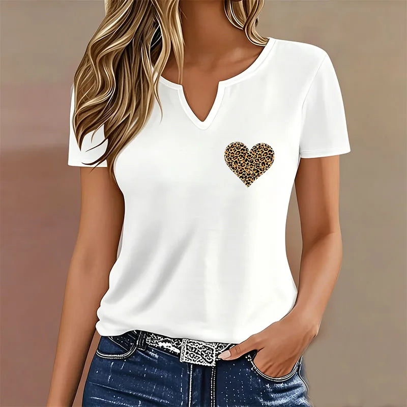 Love Print V-Neck T-Shirt