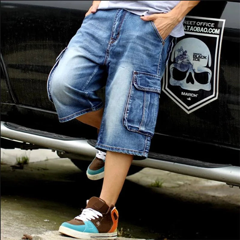 American Retro Denim Cargo Shorts