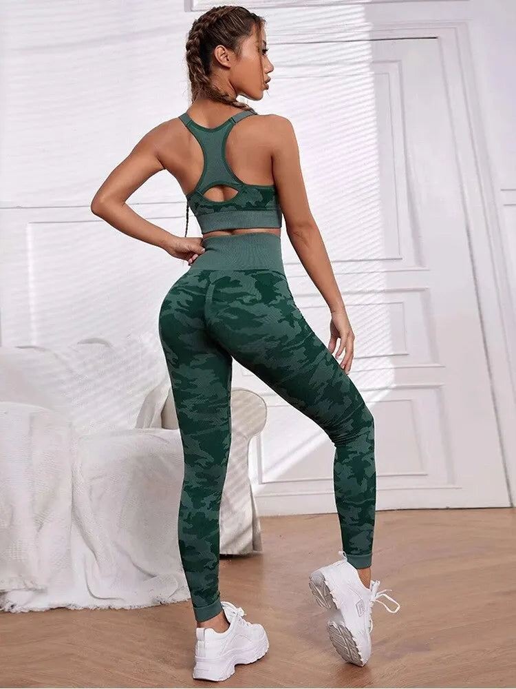 Nylon Graphic Print Sleeveless Two-Piece Yoga Set