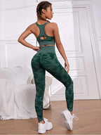 Nylon Graphic Print Sleeveless Two-Piece Yoga Set