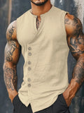 Linen Button-Front Tank Top