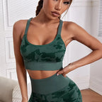 Nylon Graphic Print Sleeveless Two-Piece Yoga Set