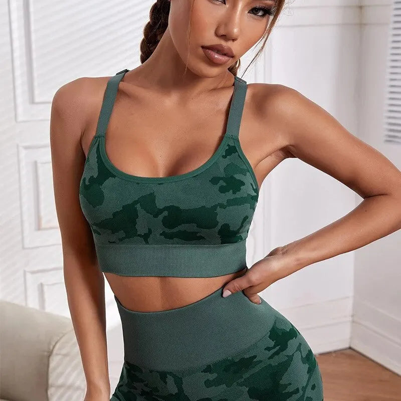 Nylon Graphic Print Sleeveless Two-Piece Yoga Set