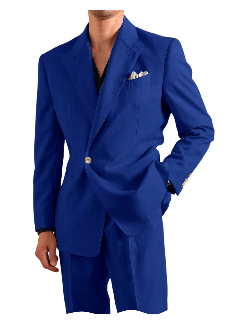 Linen Peak-Lapel One-Button Suit Set