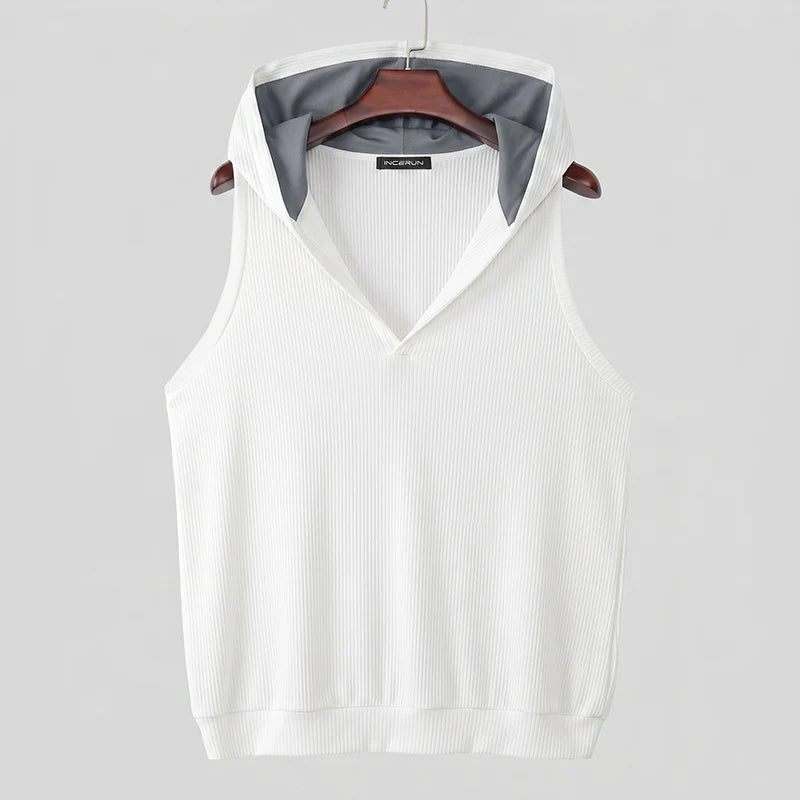 INCERUN Patchwork Hooded Vest