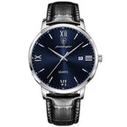 POEDAGAR Gold Leather Quartz Watch