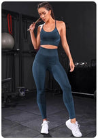 Nylon Geometric Print Sleeveless Two-Piece Yoga Set
